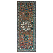 Load image into Gallery viewer, 3&#39;7&quot;x9&#39;9&quot; Almond Brown, Distressed Look Worn Wool Hand Knotted, Vintage Persian Lilahan Sheared Low, Wide Runner Oriental Rug FWR486366