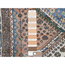 Load image into Gallery viewer, 4&#39;1&quot;x9&#39;10&quot; Walnut Brown, Distressed Look Worn Wool Hand Knotted, Vintage Persian Shiraz Cropped Thin, Wide Runner Oriental Rug FWR486444