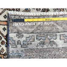 Load image into Gallery viewer, 4&#39;1&quot;x9&#39;10&quot; Walnut Brown, Distressed Look Worn Wool Hand Knotted, Vintage Persian Shiraz Cropped Thin, Wide Runner Oriental Rug FWR486444