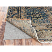 Load image into Gallery viewer, 3&#39;5&quot;x10&#39;6&quot; Sunset Colors, Vintage Persian Karajeh Sheared Low Distressed Look Worn Wool Hand Knotted, Wide Runner Oriental Rug FWR486462