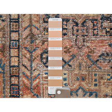 Load image into Gallery viewer, 3&#39;5&quot;x10&#39;6&quot; Sunset Colors, Vintage Persian Karajeh Sheared Low Distressed Look Worn Wool Hand Knotted, Wide Runner Oriental Rug FWR486462
