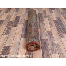 Load image into Gallery viewer, 3&#39;5&quot;x10&#39;6&quot; Sunset Colors, Vintage Persian Karajeh Sheared Low Distressed Look Worn Wool Hand Knotted, Wide Runner Oriental Rug FWR486462