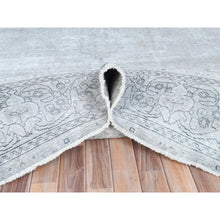 Load image into Gallery viewer, 9&#39;7&quot;x12&#39;3&quot; Washed Out Gray Vintage Persian Tabriz, Sheared Low, Distressed Look, Hand Knotted, Worn Wool Oriental Rug FWR486588