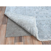 Load image into Gallery viewer, 9&#39;10&quot;x12&#39;2&quot; Light Blue Shabby Chic Vintage Persian Tabriz Hand Knotted Worn Wool, Sheared Low Distressed Look Oriental Rug FWR486594
