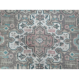 8'1"x11'2" Gray Semi Antique Persian Tabriz Hand Knotted Worn Wool Sheared Low Shabby Chic Distressed Look, Oriental Rug FWR486630