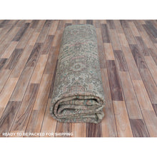 Load image into Gallery viewer, 8&#39;1&quot;x11&#39;2&quot; Gray Semi Antique Persian Tabriz Hand Knotted Worn Wool Sheared Low Shabby Chic Distressed Look, Oriental Rug FWR486630