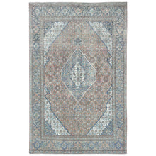 Load image into Gallery viewer, 8&#39;x12&#39;1&quot; Peach Color Vintage Persian Tabriz Hand Knotted Worn Wool, Cropped Thin, Distressed Look, Shabby Chic, Oriental Rug FWR486642