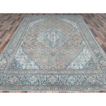 Load image into Gallery viewer, 8&#39;x12&#39;1&quot; Peach Color Vintage Persian Tabriz Hand Knotted Worn Wool, Cropped Thin, Distressed Look, Shabby Chic, Oriental Rug FWR486642
