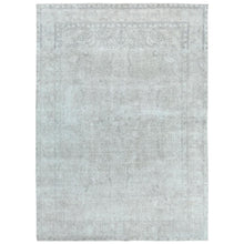 Load image into Gallery viewer, 9&#39;7&quot;x13&#39;2&quot; Beige Hand Knotted Vintage Persian Tabriz Worn Wool, Sheared Low Distressed Look, Shabby Chic Oriental Rug FWR486750