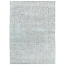 Load image into Gallery viewer, 9&#39;7&quot;x13&#39;2&quot; Beige Hand Knotted Vintage Persian Tabriz Worn Wool, Sheared Low Distressed Look, Shabby Chic Oriental Rug FWR486750