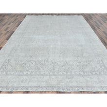 Load image into Gallery viewer, 9&#39;7&quot;x13&#39;2&quot; Beige Hand Knotted Vintage Persian Tabriz Worn Wool, Sheared Low Distressed Look, Shabby Chic Oriental Rug FWR486750