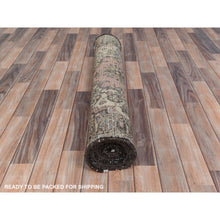 Load image into Gallery viewer, 3&#39;5&quot;x13&#39;7&quot; Peach Color, Vintage Persian Lilahan Cropped Thin, Distressed Look Worn Wool Hand Knotted, Wide Runner Oriental Rug FWR486888