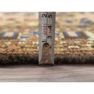 3'5"x13'7" Peach Color, Vintage Persian Lilahan Cropped Thin, Distressed Look Worn Wool Hand Knotted, Wide Runner Oriental Rug FWR486888