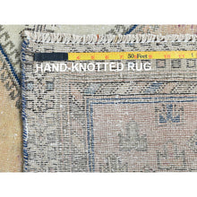 Load image into Gallery viewer, 4&#39;9&quot;x5&#39;10&quot; Yellow, Worn Wool Hand Knotted, Vintage Persian Shiraz Sheared Low Distressed Look, Squarish Oriental Rug FWR486906