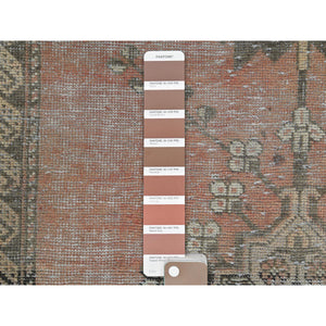 3'7"x6'6" Brick Red, Worn Wool Hand Knotted, Vintage Persian Baluch Sheared Low Distressed Look, Oriental Rug FWR486930