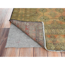 Load image into Gallery viewer, 3&#39;7&quot;x6&#39; Sunset Colors, Worn Wool Hand Knotted, Vintage Persian Turkaman Bokhara Design Cropped Thin Distressed Look, Oriental Village Rug FWR486972