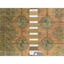Load image into Gallery viewer, 3&#39;7&quot;x6&#39; Sunset Colors, Worn Wool Hand Knotted, Vintage Persian Turkaman Bokhara Design Cropped Thin Distressed Look, Oriental Village Rug FWR486972