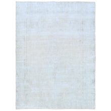 Load image into Gallery viewer, 9&#39;8&quot;x12&#39;10&quot; Beige Hand Knotted Worn Wool, Cropped Thin Distressed Look Vintage Persian Kerman Oriental Rug FWR487488