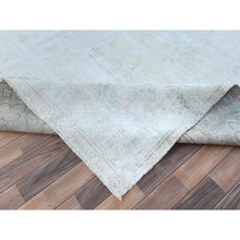 Load image into Gallery viewer, 9&#39;8&quot;x12&#39;10&quot; Beige Hand Knotted Worn Wool, Cropped Thin Distressed Look Vintage Persian Kerman Oriental Rug FWR487488