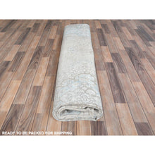 Load image into Gallery viewer, 9&#39;8&quot;x12&#39;10&quot; Beige Hand Knotted Worn Wool, Cropped Thin Distressed Look Vintage Persian Kerman Oriental Rug FWR487488