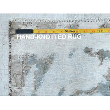 Load image into Gallery viewer, 9&#39;8&quot;x12&#39;10&quot; Beige Hand Knotted Worn Wool, Cropped Thin Distressed Look Vintage Persian Kerman Oriental Rug FWR487488