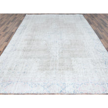 Load image into Gallery viewer, 8&#39;7&quot;x12&#39; Beige Hand Knotted Worn Wool, Cropped Thin, Distressed Look Vintage Persian Kerman Oriental Rug FWR487494
