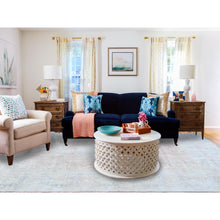 Load image into Gallery viewer, 9&#39;4&quot;x13&#39;1&quot; Faded Pink Hand Knotted Worn Wool, Cropped Thin, Distressed Look Old Persian Kerman Oriental Rug FWR487506