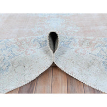 Load image into Gallery viewer, 9&#39;4&quot;x13&#39;1&quot; Faded Pink Hand Knotted Worn Wool, Cropped Thin, Distressed Look Old Persian Kerman Oriental Rug FWR487506