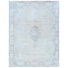 Load image into Gallery viewer, 9&#39;x12&#39; Ivory Semi Antique Persian Kerman Worn Wool, Sheared Low, Hand Knotted Distressed Look Oriental Rug FWR487524