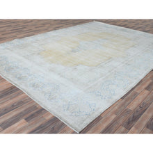 Load image into Gallery viewer, 9&#39;7&quot;x12&#39;8&quot; Beige Vintage Persian Kerman Worn Wool, Sheared Low, Hand Knotted Distressed Look Oriental Rug FWR487536
