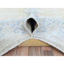 Load image into Gallery viewer, 9&#39;7&quot;x12&#39;8&quot; Beige Vintage Persian Kerman Worn Wool, Sheared Low, Hand Knotted Distressed Look Oriental Rug FWR487536