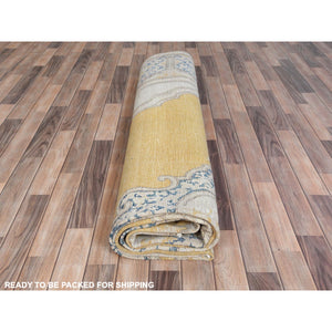 9'7"x12'8" Beige Vintage Persian Kerman Worn Wool, Sheared Low, Hand Knotted Distressed Look Oriental Rug FWR487536
