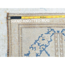 Load image into Gallery viewer, 9&#39;7&quot;x12&#39;8&quot; Beige Vintage Persian Kerman Worn Wool, Sheared Low, Hand Knotted Distressed Look Oriental Rug FWR487536