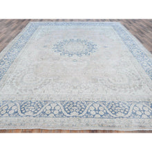 Load image into Gallery viewer, 10&#39;2&quot;x13&#39;4&quot; Faded Red Hand Knotted Worn Wool, Sheared Low, Distressed Look, Vintage Persian Kerman Oriental Rug FWR487548