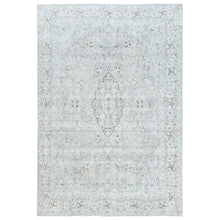 Load image into Gallery viewer, 7&#39;6&quot;x10&#39;10&quot; Beige Vintage Persian Kerman Hand Knotted Worn Wool Sheared Low Shabby Chic Distressed Look Oriental Rug FWR487602