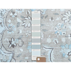 7'6"x10'10" Beige Vintage Persian Kerman Hand Knotted Worn Wool Sheared Low Shabby Chic Distressed Look Oriental Rug FWR487602