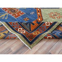 Load image into Gallery viewer, 9&#39;2&quot;x11&#39;9&quot; Colorful, Armenian Inspired Kazak with Large Geometric Elements, 200 KPSI Vegetable Dyes Ghazni Wool Hand Knotted, Oriental Rug FWR487650