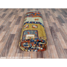 Load image into Gallery viewer, 9&#39;2&quot;x11&#39;9&quot; Colorful, Armenian Inspired Kazak with Large Geometric Elements, 200 KPSI Vegetable Dyes Ghazni Wool Hand Knotted, Oriental Rug FWR487650