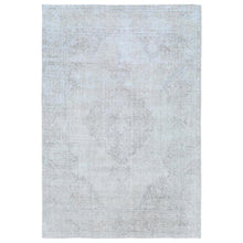 Load image into Gallery viewer, 7&#39;1&quot;x10&#39;8&quot; Beige Vintage Persian Tabriz Hand Knotted Worn Wool, Sheared Low, Distressed Look Shabby Chic Oriental Rug FWR487686