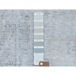 7'1"x10'8" Beige Vintage Persian Tabriz Hand Knotted Worn Wool, Sheared Low, Distressed Look Shabby Chic Oriental Rug FWR487686