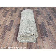 Load image into Gallery viewer, 7&#39;1&quot;x10&#39;8&quot; Beige Vintage Persian Tabriz Hand Knotted Worn Wool, Sheared Low, Distressed Look Shabby Chic Oriental Rug FWR487686