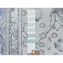 Load image into Gallery viewer, 9&#39;9&quot;x10&#39;5&quot; Ivory Shabby Chic Vintage Persian Tabriz Hand Knotted Sheared Low Worn Wool, Distressed Look, Squarish Oriental Rug FWR487698
