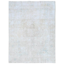 Load image into Gallery viewer, 8&#39;1&quot;x10&#39;9&quot; Beige Shabby Chic Vintage Persian Tabriz Hand Knotted Worn Wool, Cropped Thin, Distressed Look Oriental Rug FWR487710