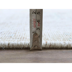 8'1"x10'9" Beige Shabby Chic Vintage Persian Tabriz Hand Knotted Worn Wool, Cropped Thin, Distressed Look Oriental Rug FWR487710