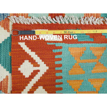 Load image into Gallery viewer, 4&#39;2&quot;x5&#39;10&quot; Colorful, Flat Weave, Afghan Kilim with Geometric Design, Pure Wool, Hand Woven, Vegetable Dyes, Reversible Oriental Rug FWR487872