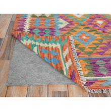 Load image into Gallery viewer, 4&#39;2&quot;x6&#39; Colorful, Afghan Kilim with Geometric Design, Hand Woven, Vegetable Dyes, Flat Weave, Reversible, Vibrant Wool Oriental Rug FWR487950