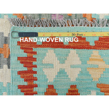 Load image into Gallery viewer, 4&#39;1&quot;x5&#39;9&quot; Colorful, Afghan Kilim with Geometric Design, Pure Wool, Hand Woven, Vegetable Dyes, Flat Weave, Reversible Oriental Rug FWR488034