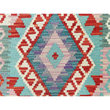 Load image into Gallery viewer, 2&#39;8&quot;x15&#39;5&quot; Colorful, Afghan Kilim with Geometric Design, Pure Wool, Hand Woven, Vegetable Dyes, Flat Weave, Reversible XL Runner Oriental Rug FWR489264