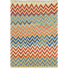 Load image into Gallery viewer, 6&#39;6&quot;x9&#39;3&quot; Colorful, Afghan Kilim with Zig Zag Pattern Flat Weave, Veggie Dyes Organic Wool Hand Woven, Reversible Oriental Rug FWR489510