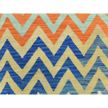 Load image into Gallery viewer, 6&#39;6&quot;x9&#39;3&quot; Colorful, Afghan Kilim with Zig Zag Pattern Flat Weave, Veggie Dyes Organic Wool Hand Woven, Reversible Oriental Rug FWR489510